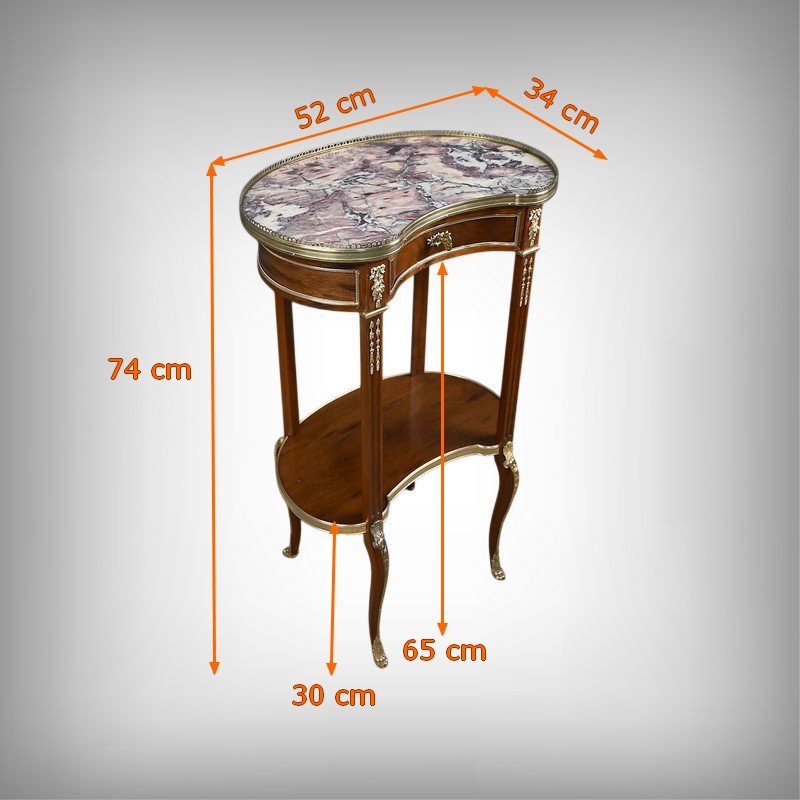 Small Kidney-shaped Mahogany Table, Transition Style – Early 20th Century-photo-8