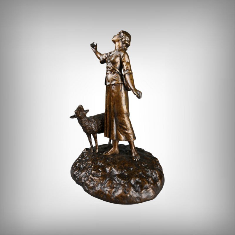 Bronze « L’élévation de Jeanne d’Arc » signé E. Watrin – Début XXe-photo-2