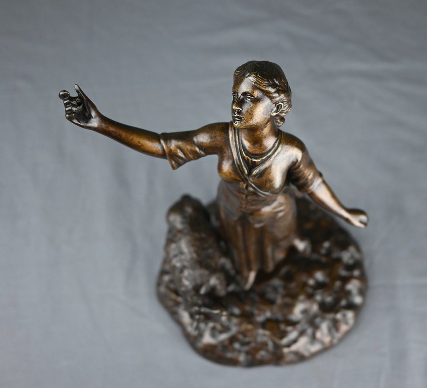 Bronze « L’élévation de Jeanne d’Arc » signé E. Watrin – Début XXe-photo-3