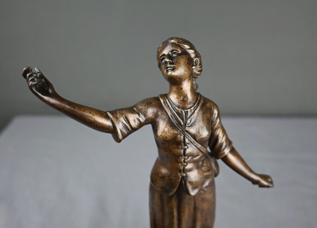 Bronze « L’élévation de Jeanne d’Arc » signé E. Watrin – Début XXe-photo-4
