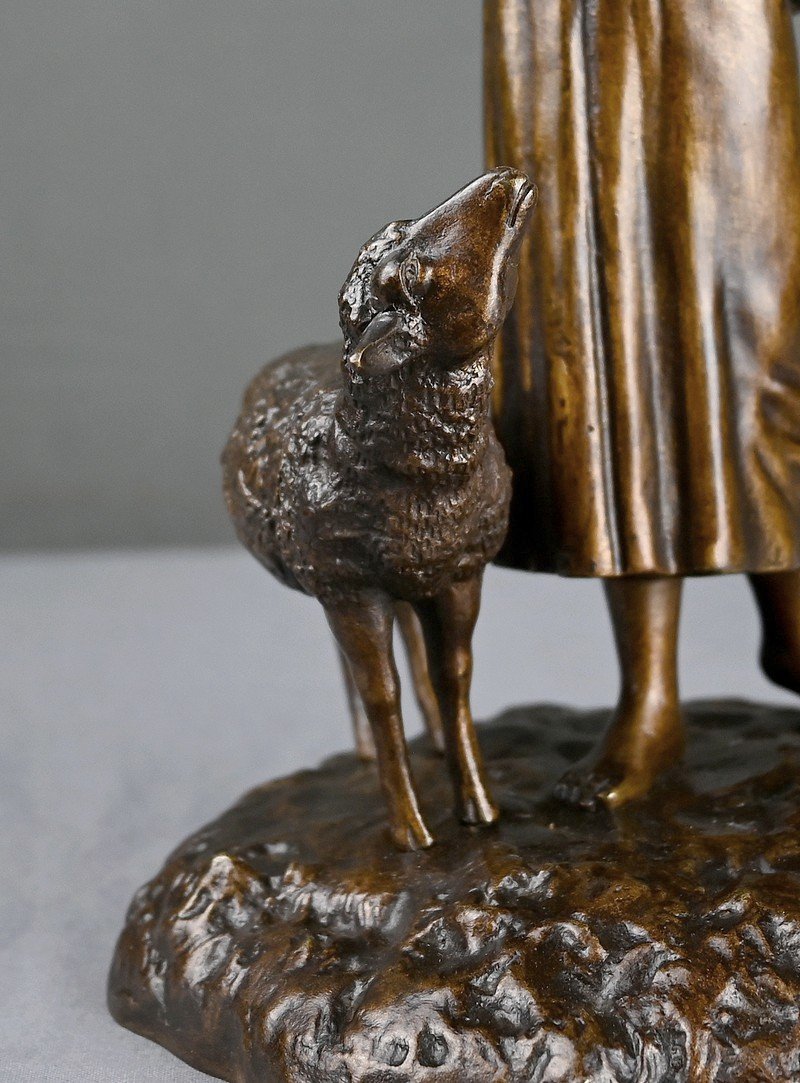 Bronze « L’élévation de Jeanne d’Arc » signé E. Watrin – Début XXe-photo-5