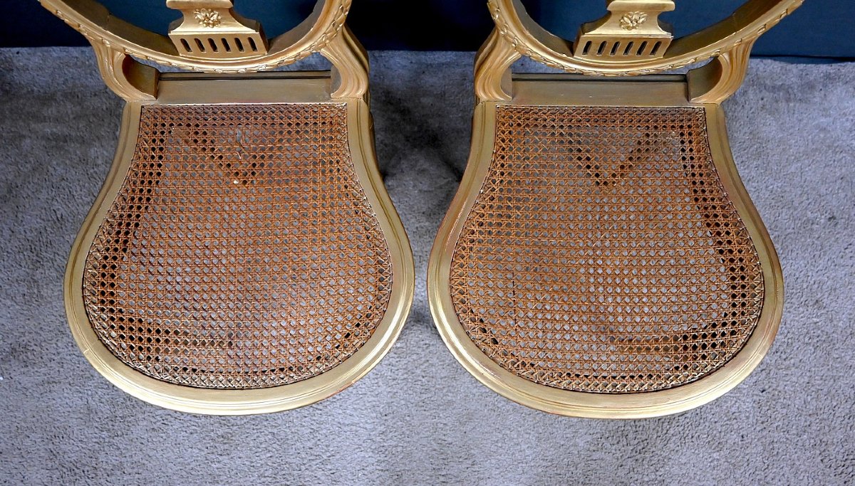 Pair Of Gilded Wooden Chairs, Louis XVI Style – Early 20th Century-photo-2