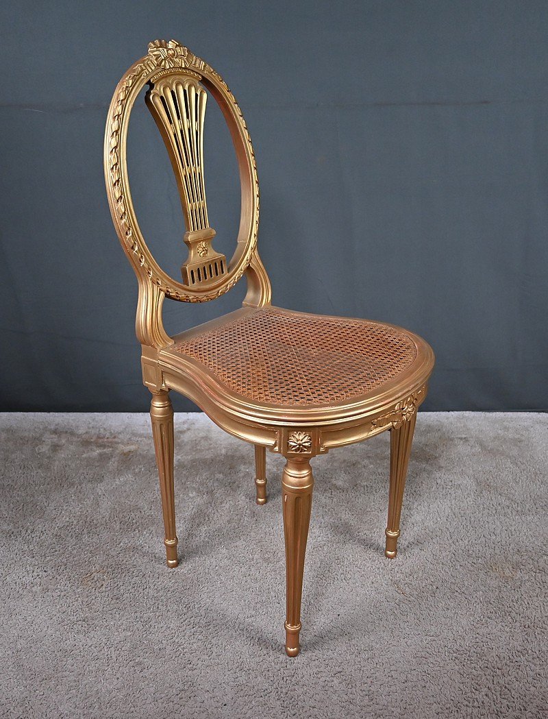 Pair Of Gilded Wooden Chairs, Louis XVI Style – Early 20th Century-photo-3