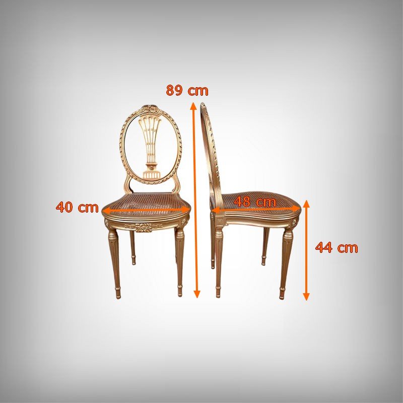 Pair Of Gilded Wooden Chairs, Louis XVI Style – Early 20th Century-photo-5