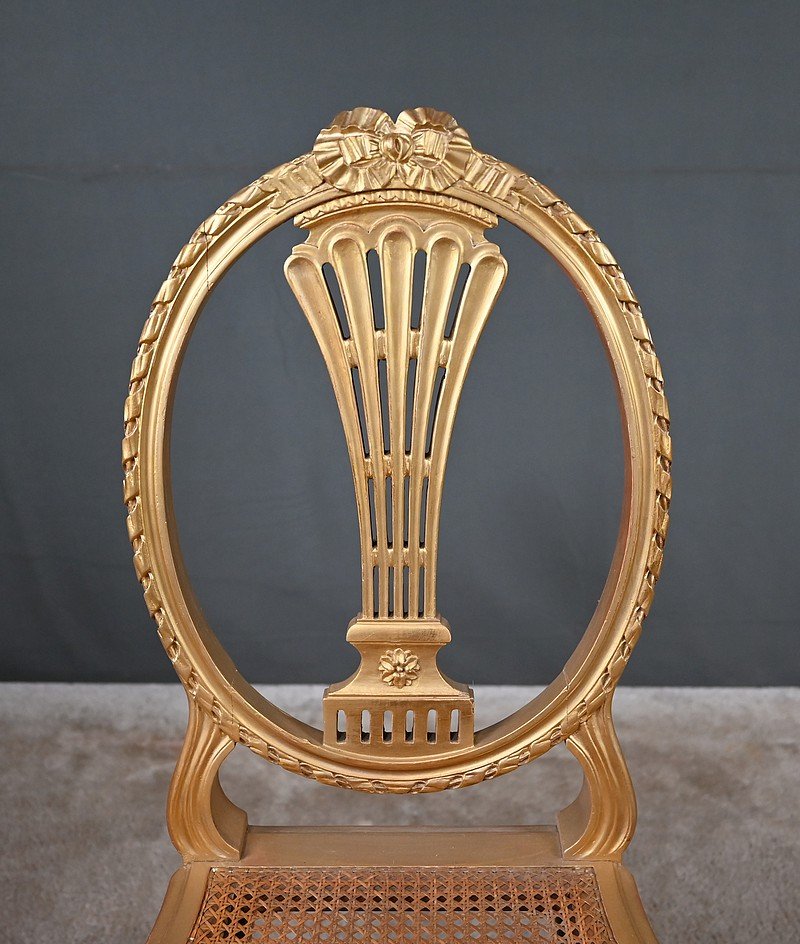 Pair Of Gilded Wooden Chairs, Louis XVI Style – Early 20th Century-photo-8