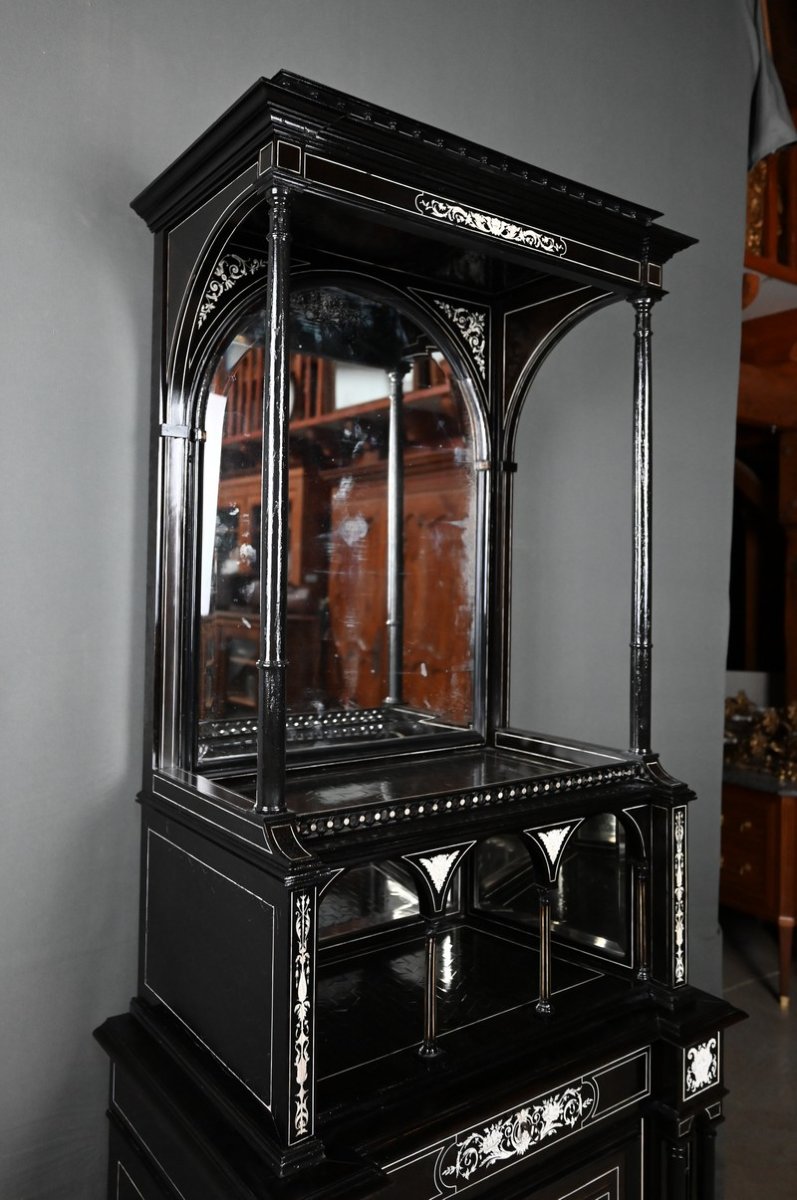 Ceremonial Cabinet In Blackened Pear Wood, Napoleon III Period – Second Half Of The 19th Century-photo-4