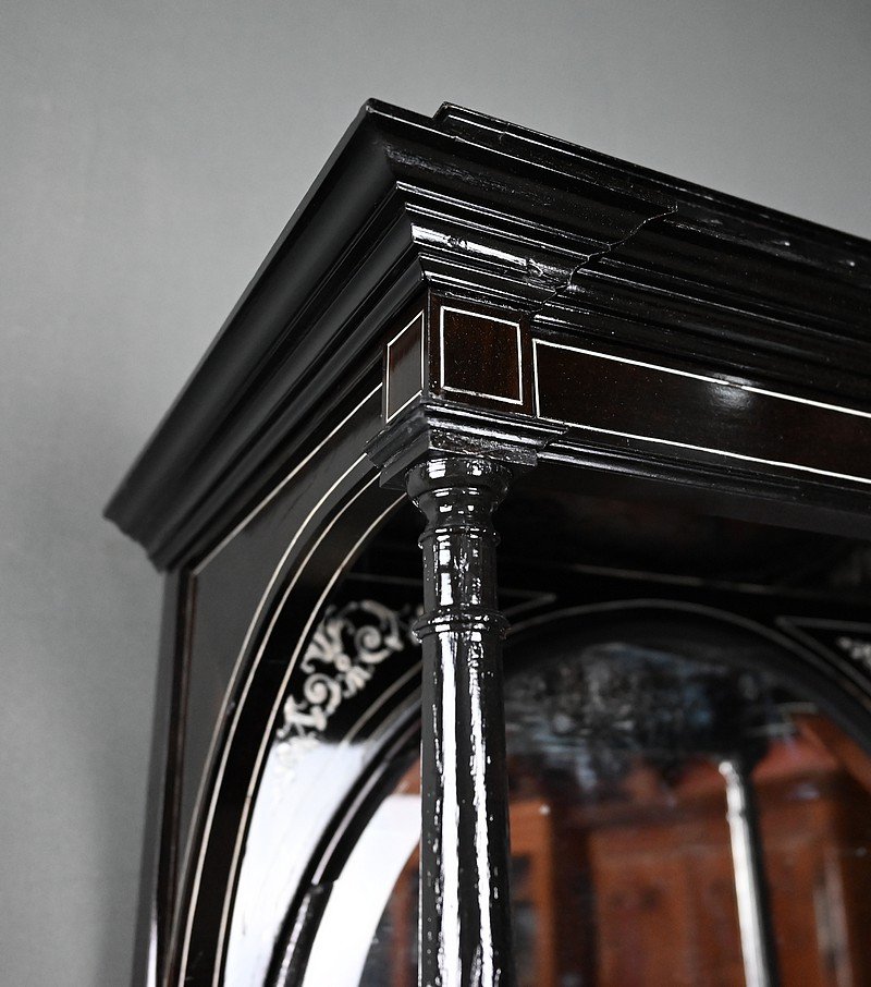 Ceremonial Cabinet In Blackened Pear Wood, Napoleon III Period – Second Half Of The 19th Century-photo-2