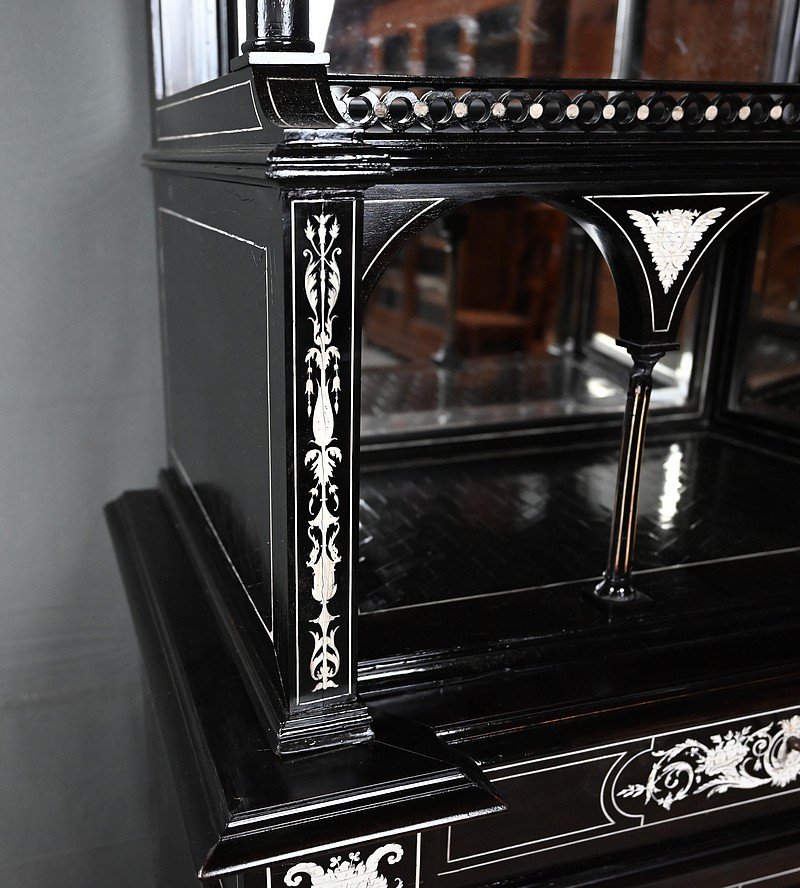 Ceremonial Cabinet In Blackened Pear Wood, Napoleon III Period – Second Half Of The 19th Century-photo-7