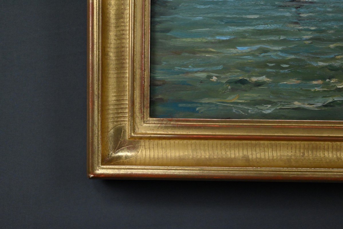 Tableau « Scène de Port », Huile sur Toile, signé F. Nicoli – XXe-photo-7