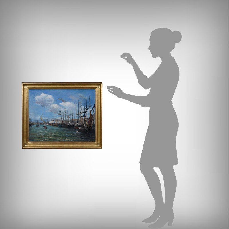 Tableau « Scène de Port », Huile sur Toile, signé F. Nicoli – XXe-photo-8