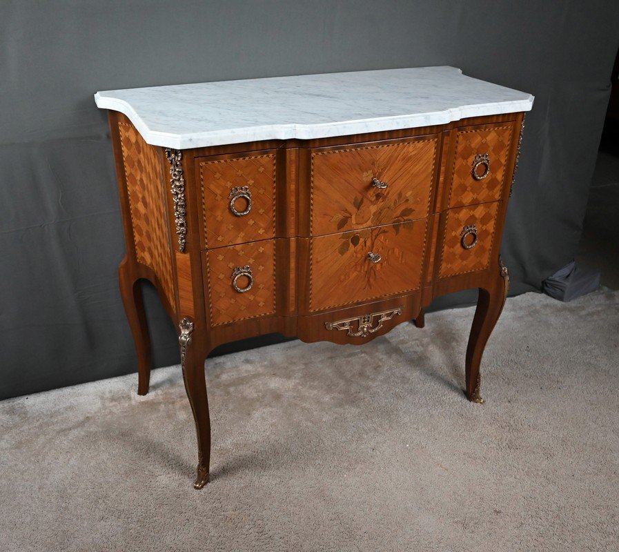 Marquetry Chest Of Drawers, Louis XV–louis XVI Transition Style – Mid-20th Century-photo-4