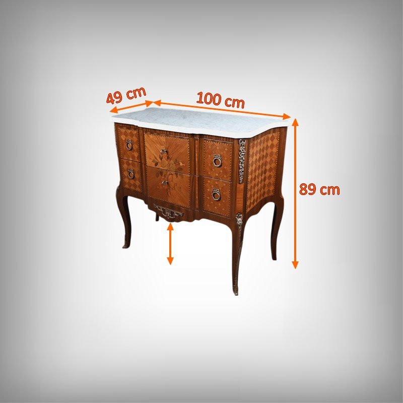 Marquetry Chest Of Drawers, Louis XV–louis XVI Transition Style – Mid-20th Century-photo-8