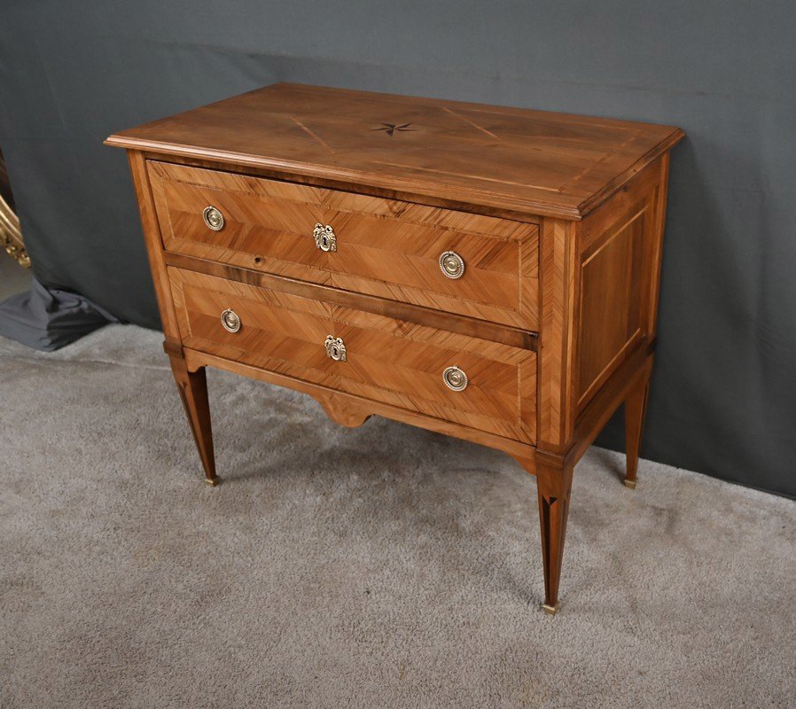 Commode Sauteuse en Marqueterie, Style Louis XVI – 1re partie XXe-photo-4