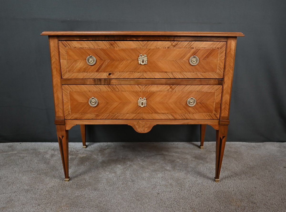 Commode Sauteuse en Marqueterie, Style Louis XVI – 1re partie XXe-photo-3