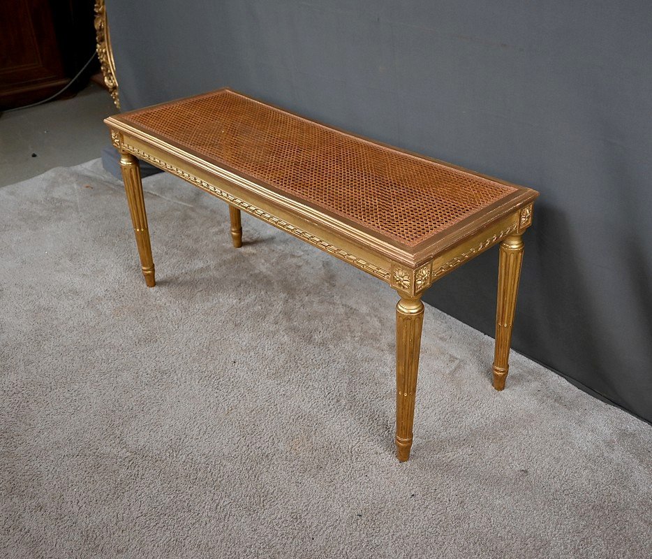 Banquette en Bois Doré, style Louis XVI – Début XXe-photo-3