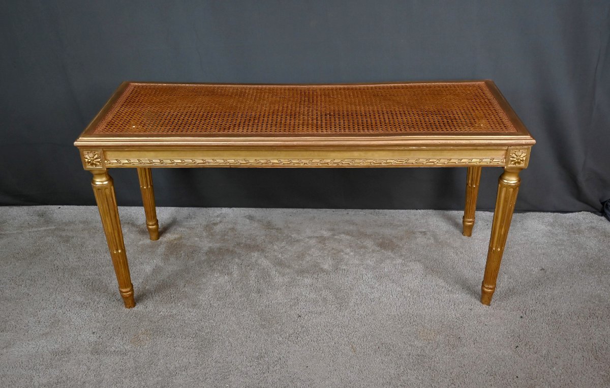 Banquette en Bois Doré, style Louis XVI – Début XXe-photo-3