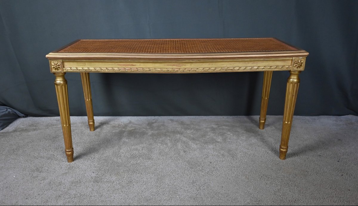 Banquette en Bois Doré, style Louis XVI – Début XXe-photo-7