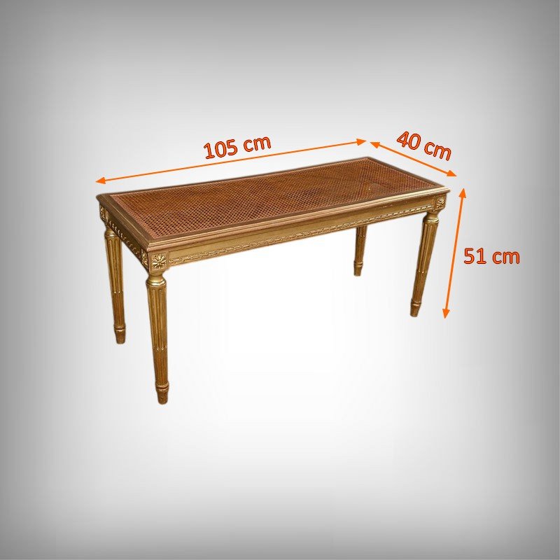 Banquette en Bois Doré, style Louis XVI – Début XXe-photo-8