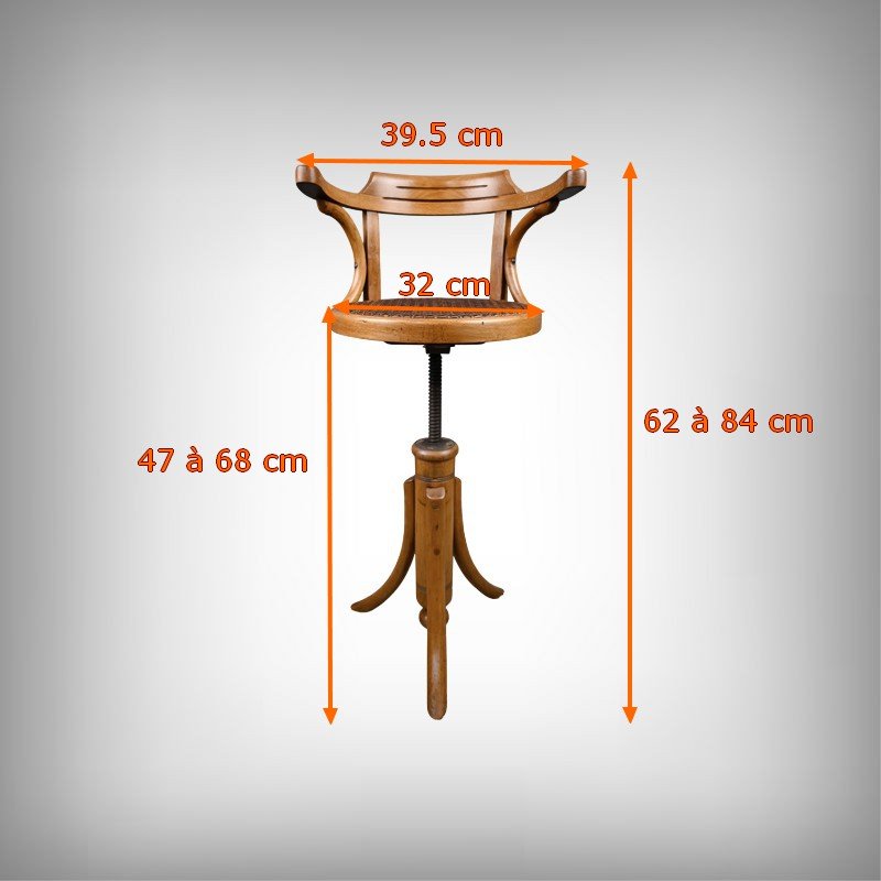 Fauteuil Pivotant pour Enfant en Hêtre teinté, esprit Thonet – Début XXe-photo-8