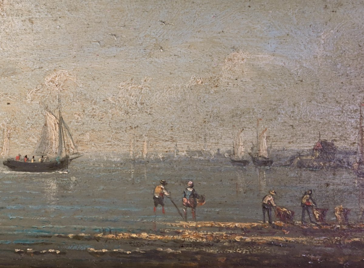Tableau « Retour au Port », huile sur panneau, signé Gilbert – Fin XIXe-photo-5