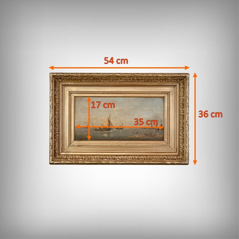 Tableau « Retour au Port », huile sur panneau, signé Gilbert – Fin XIXe-photo-8