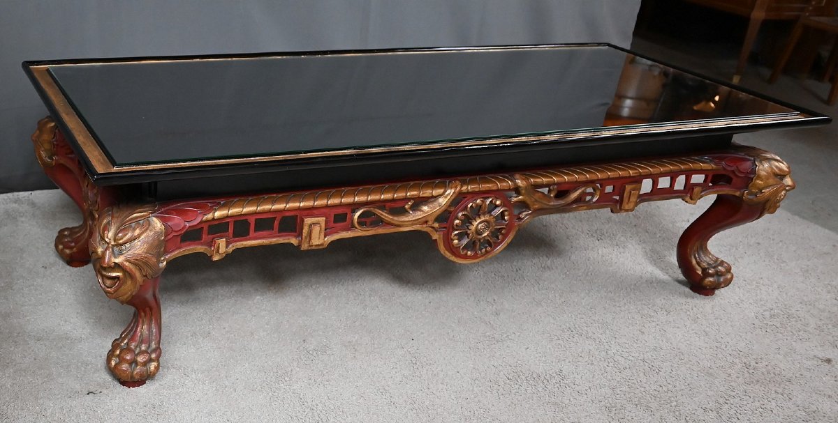 Grande Table Basse Impériale avec plateau de verre, Chine – XXe-photo-3