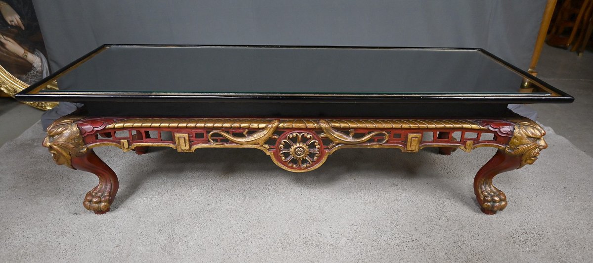 Grande Table Basse Impériale avec plateau de verre, Chine – XXe-photo-1