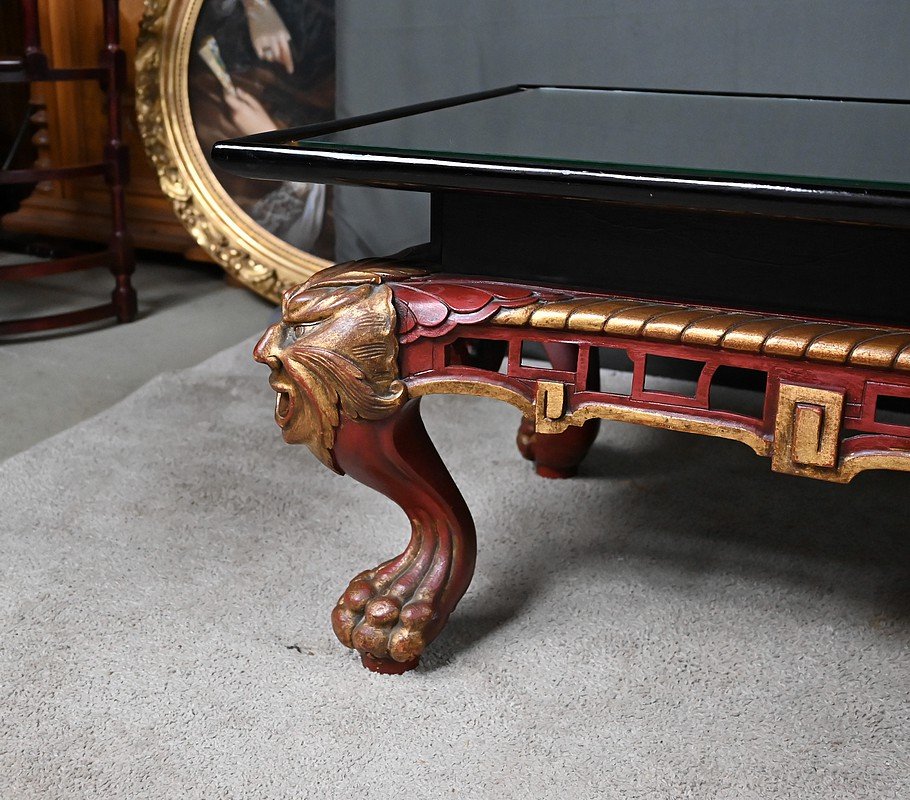 Grande Table Basse Impériale avec plateau de verre, Chine – XXe-photo-6