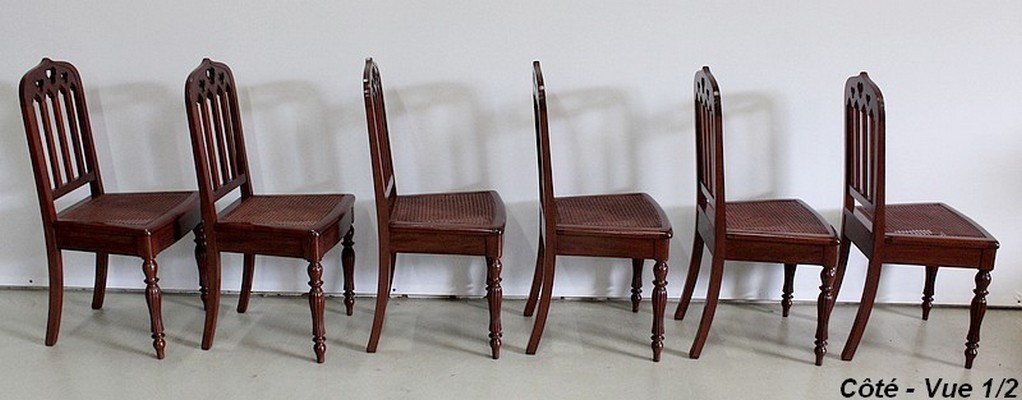  Rare Suite De 6 Chaises En Acajou De Cuba, époque Restauration – Début XIXe -photo-2