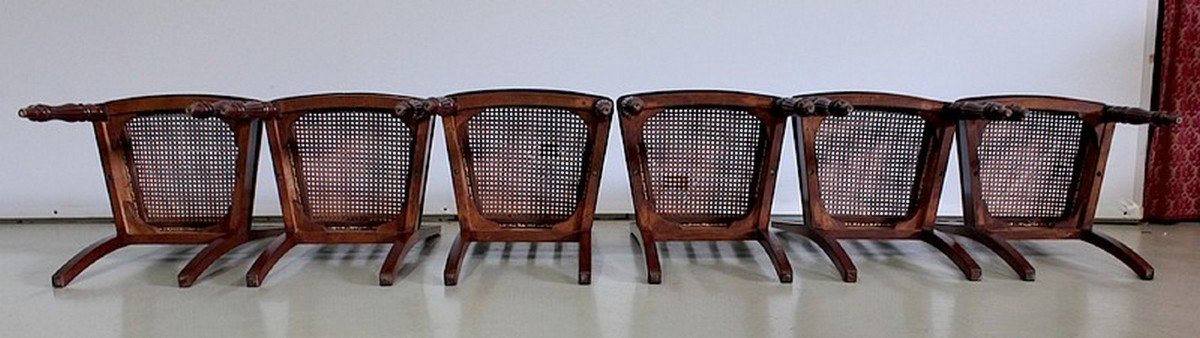  Rare Suite De 6 Chaises En Acajou De Cuba, époque Restauration – Début XIXe -photo-7