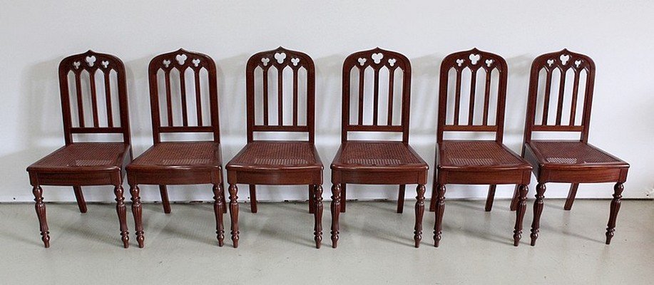  Rare Suite De 6 Chaises En Acajou De Cuba, époque Restauration – Début XIXe 