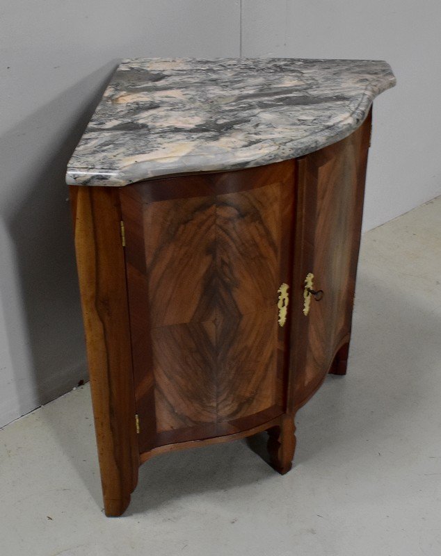 Corner Cabinet In Walnut, Louis XV - Eighteenth-photo-2