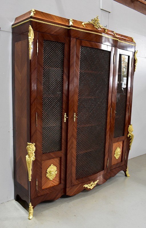 Bookcase In Blond Mahogany And Violet Wood, Louis XV Style - Late Nineteenth-photo-2