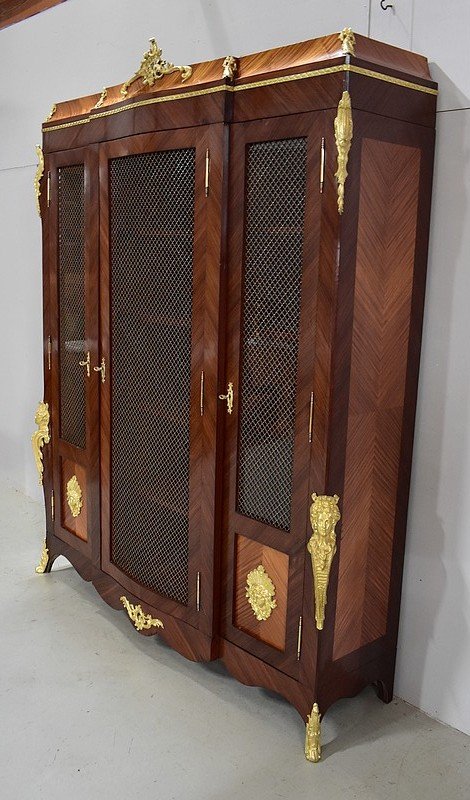 Bookcase In Blond Mahogany And Violet Wood, Louis XV Style - Late Nineteenth-photo-3