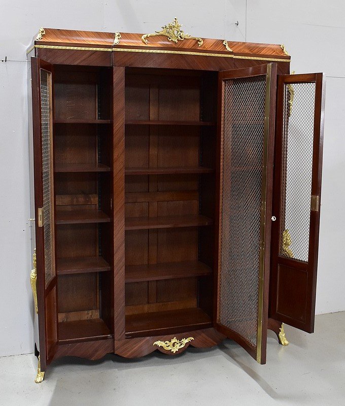 Bookcase In Blond Mahogany And Violet Wood, Louis XV Style - Late Nineteenth-photo-4