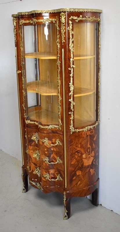 Commode Showcase In Rosewood, Louis XV Style, Napoleon III Period - Mid-19th Century-photo-3