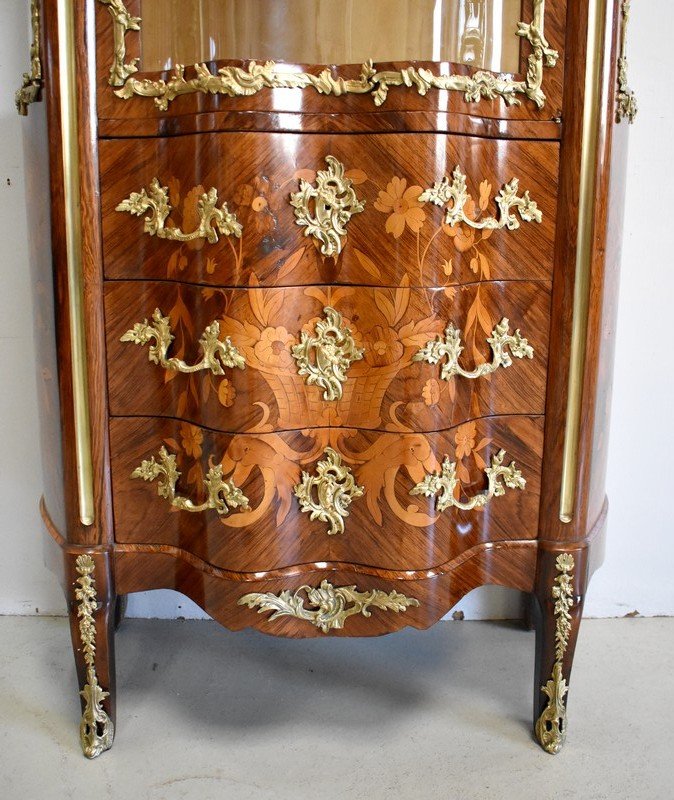 Commode Showcase In Rosewood, Louis XV Style, Napoleon III Period - Mid-19th Century-photo-3