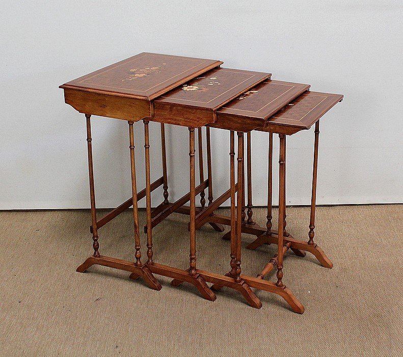 Nesting Tables In Marquetry - Period 1900