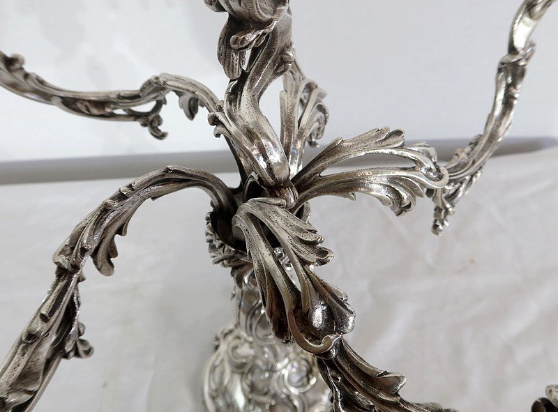 Paire De Candélabres En Bronze Argenté, Style Louis XV – XIXe -photo-3