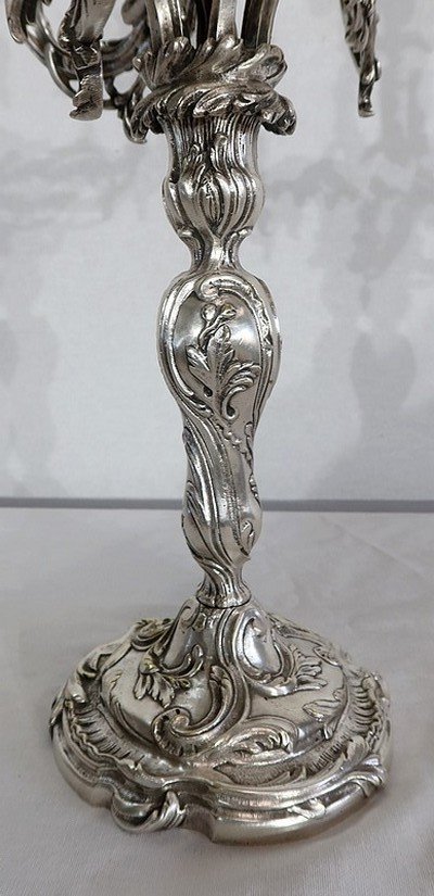  Paire De Candélabres En Bronze Argenté, Style Louis XV – XIXe -photo-6