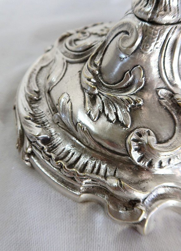  Paire De Candélabres En Bronze Argenté, Style Louis XV – XIXe -photo-8