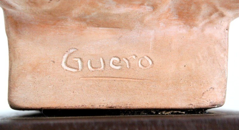  Buste En Terre Cuite D’une Jeune Fille, Art-déco , Par J.c. Guéro – Début XXe -photo-8