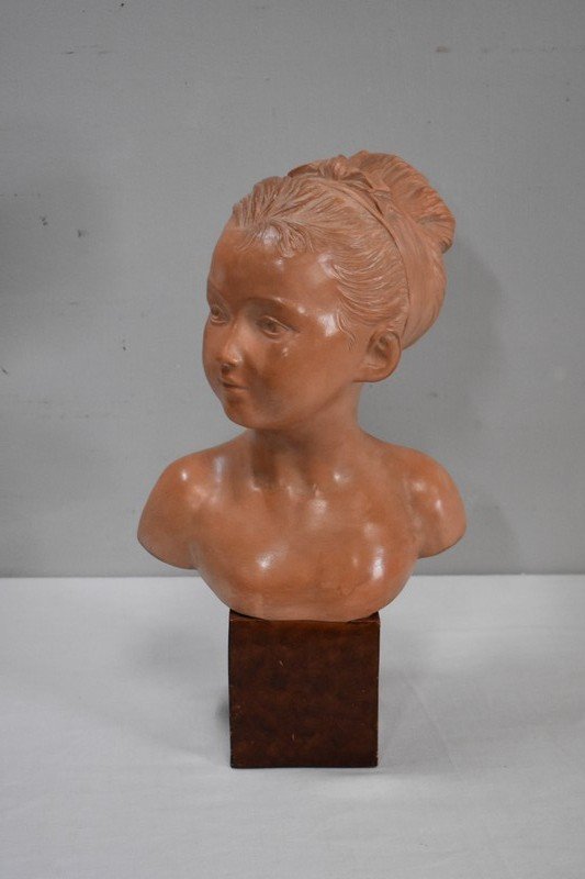 Terracotta Bust Of Louise Brongniart, After Houdon - 1900-photo-2