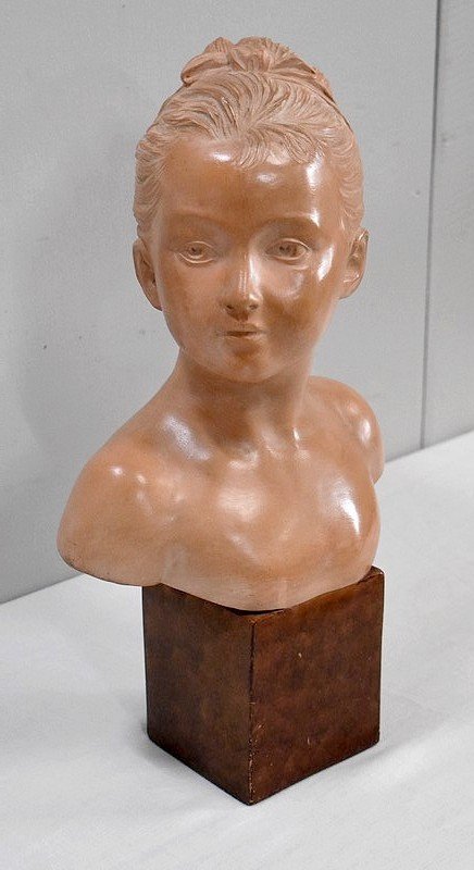 Terracotta Bust Of Louise Brongniart, After Houdon - 1900-photo-3
