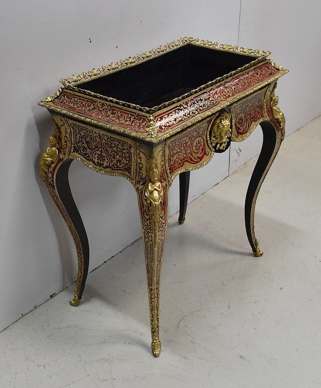 Planter In Boulle Marquetry, Napoleon III Period - Mid-19th Century-photo-2