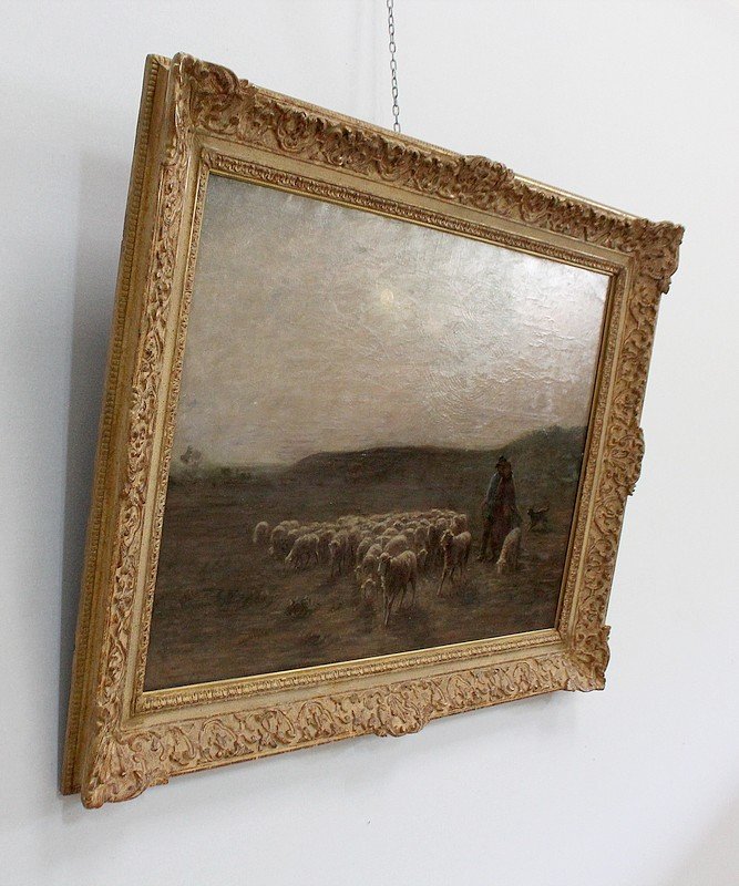  Grand Tableau '' Moutons Au Pâturage '' Signée A. Charpin, 1906 - Début XXe -photo-2