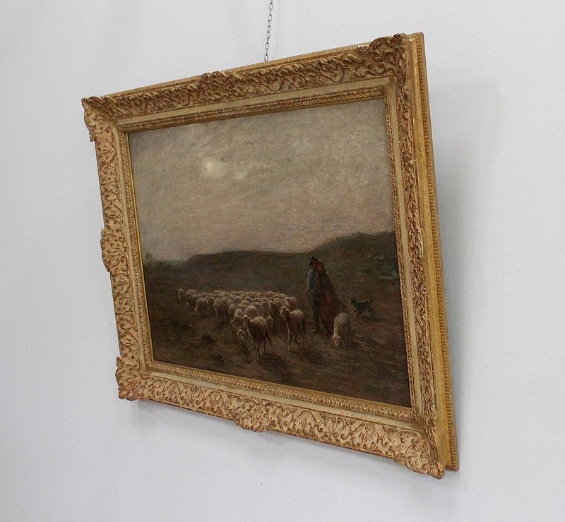  Grand Tableau '' Moutons Au Pâturage '' Signée A. Charpin, 1906 - Début XXe -photo-3