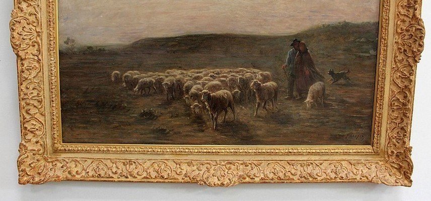  Grand Tableau '' Moutons Au Pâturage '' Signée A. Charpin, 1906 - Début XXe -photo-3