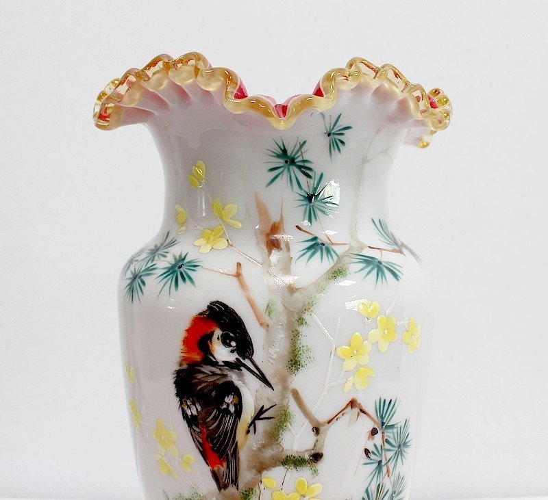 Important Pair Of Opaline Vases - 1900-photo-1