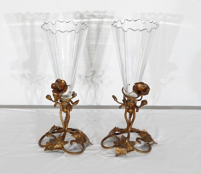  Paire De Vases En Cristal, époque Art Nouveau – 1900 